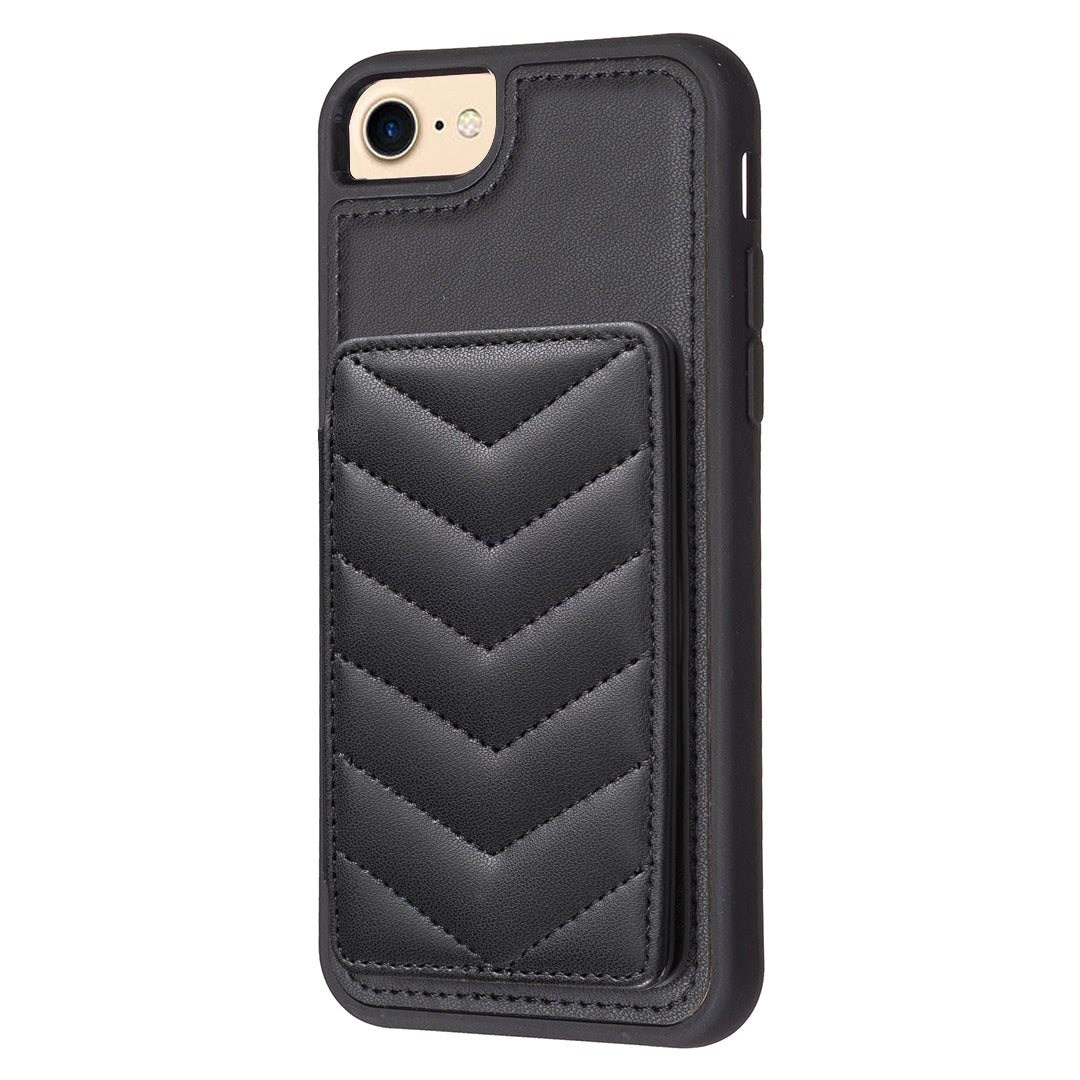 BF26 For iPhone 6/6s/7/8/SE (2020)/SE (2022) Card Holder Kickstand Case Wave Stitching Texture TPU PU Leather Phone Cover BF26 For iPhone 6/6s/7/8/SE (2020)/SE (2022) Card Holder Kickstand Case Wave Stitching Texture TPU PU Leather Phone Cover